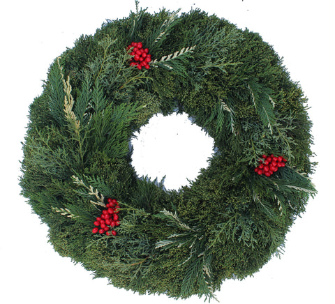 24" FRESH Goldtip Cedar, Carolina, Arbavida Wreath